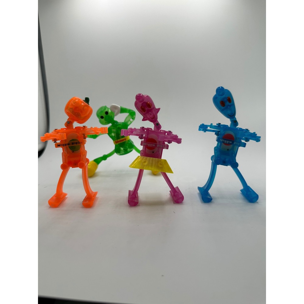 Z-Wind Ups Nobbin Bops and Sliders Lot of 4 Vintage Wind Up Toys Translucent